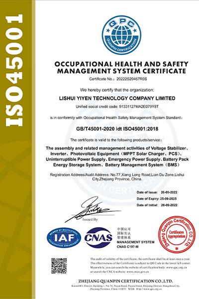 ISO45001 certificate